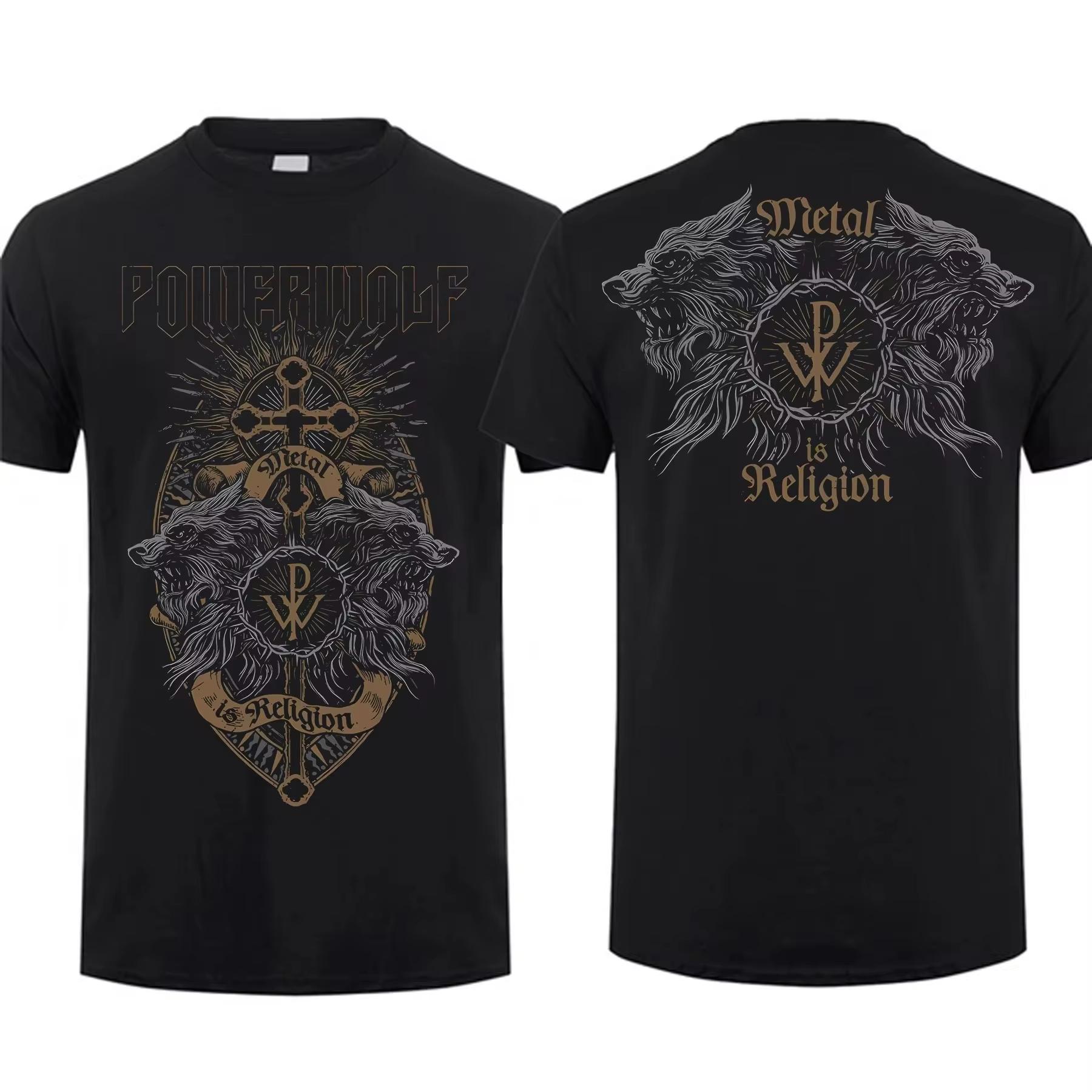 

Streetwear Vintage Fashion Tee Men T Shirt Double-sided Via Dolorosa Black By Powerwolf Oversize Top Graphic unisex Short Sleeve 4XL