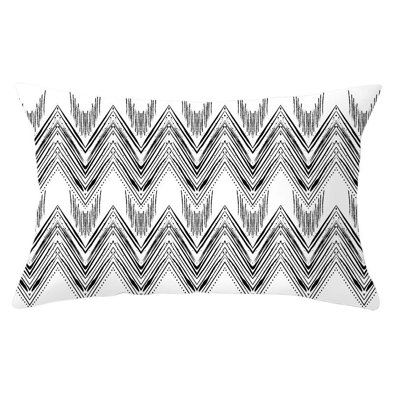 Home Geometric Peach Skin Waist Pillow Case Nordic Style Sofa Printed Pillow Case Office Lumbar Pillow