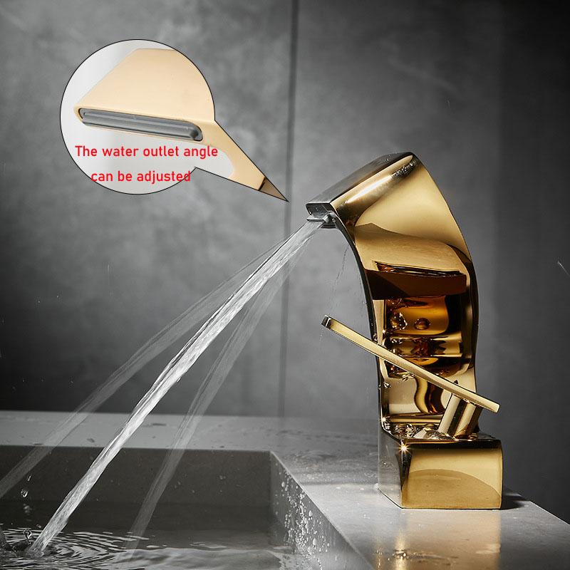 Bathroom Basin Faucets Gold Waterfall Hot and Cold Mixer Taps Black Brass Toilet Sink Water Crane New Style