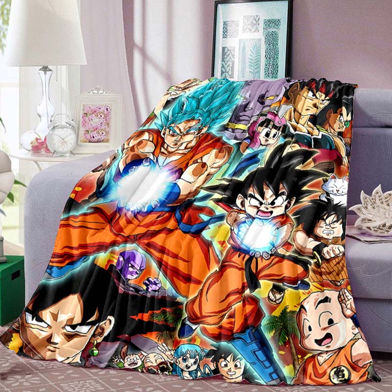 Coperta Stampata Anime Dragon Ball Calda Confortevole Coperta in Flanella per Camere da Letto, Divani, Letti, Sedie, Picnic, Viaggi-LXR14