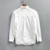 Japanese Style Workwear Man Shirts Spring and Summer Long Sleeve White Shirt Pure Cotton Men's Casual Shirt Double Pockets Loose Top