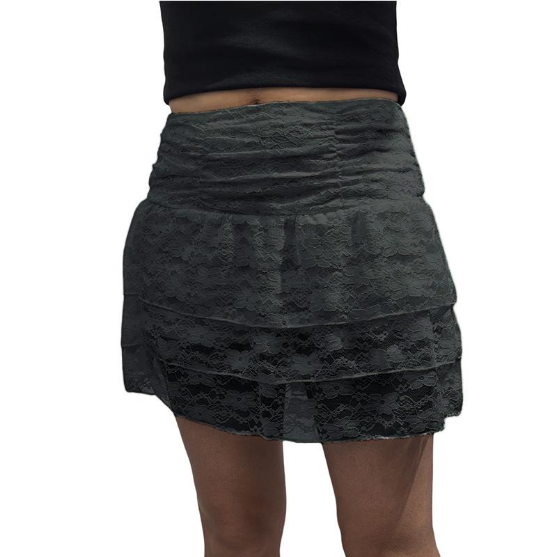 European & American Multi-layer Lace Trim Stacked Mini Midi Skirt – Sexy Fashion for Trendy Women