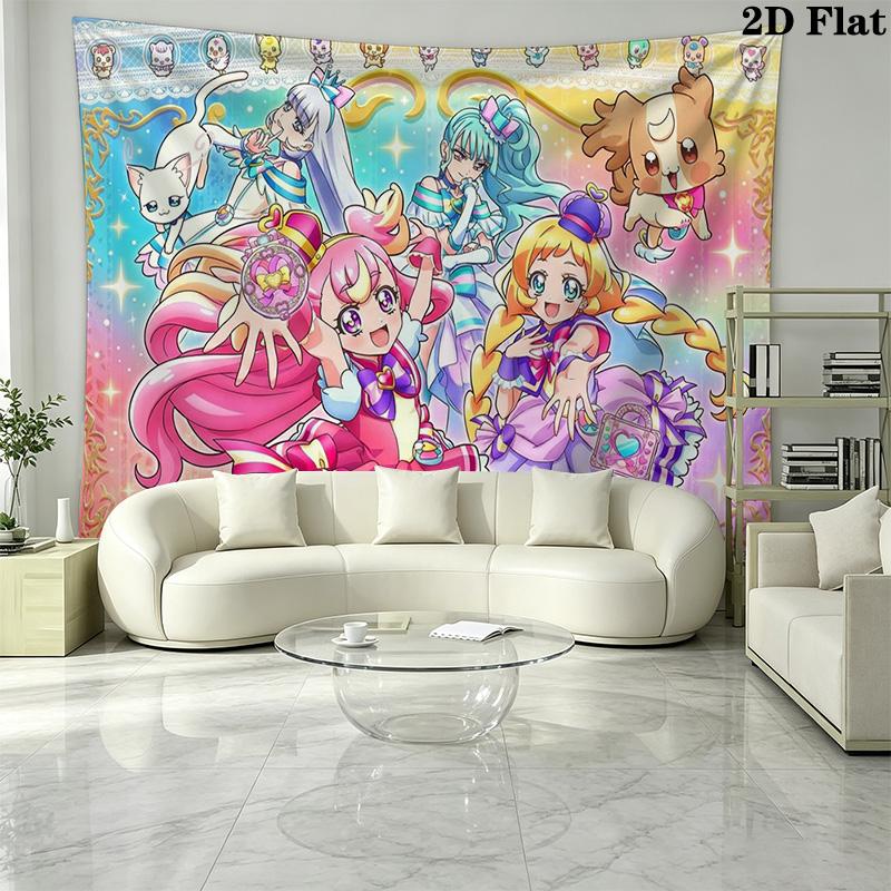 Hidden Key Precure Wall Tapestry Aesthetic Wall Hanging Printed Fabric Blanket Decorative Tapestries for Bedroom Living Room Home Decor
