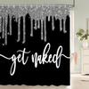 Shiny Black Waterproof Shower Curtain,Modernist And Personality Home Decor Bathroom Curtain Printed Polyester Fabric With Hooks
