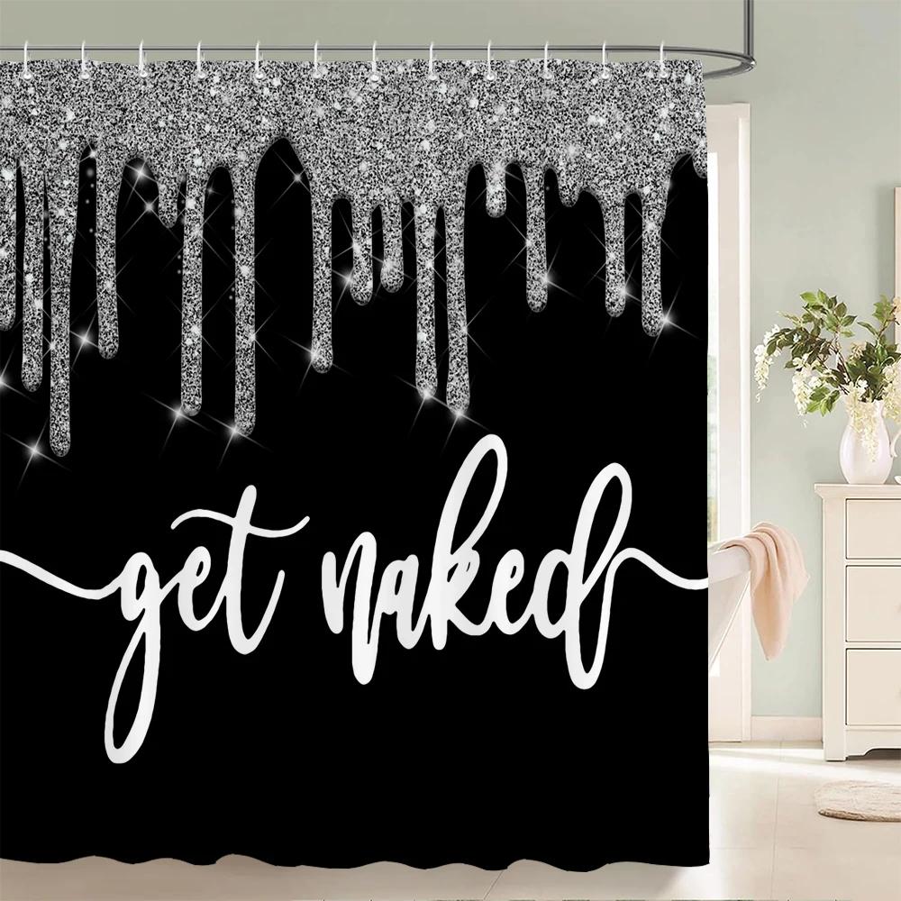

Shiny Black Waterproof Shower Curtain,Modernist And Personality Home Decor Bathroom Curtain Printed Polyester Fabric With Hooks W60H190(CM)-1 Pcs