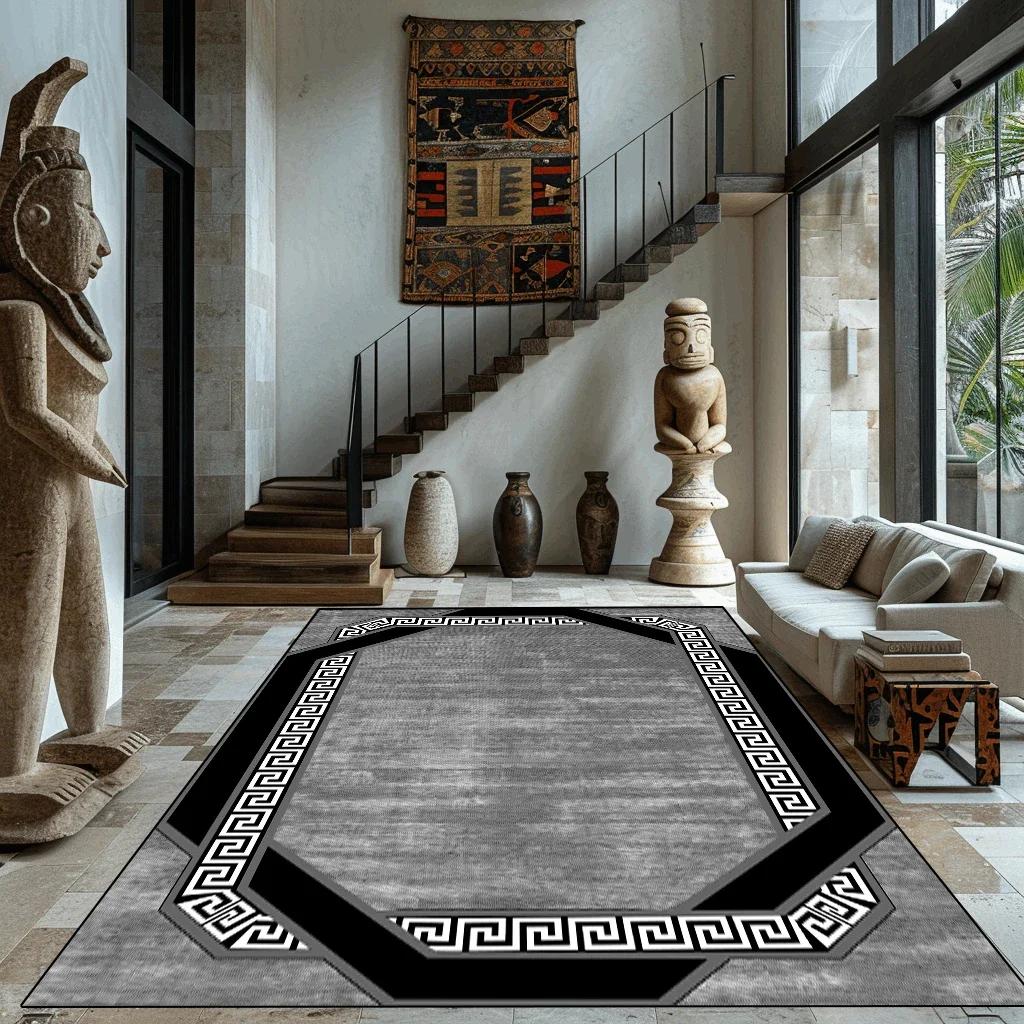 Luxury Marble Large Carpet For Living Room 200X300 Black Light Decoration Study Area Rug Washable Y2K Bedroom Home Mats Non-Slip