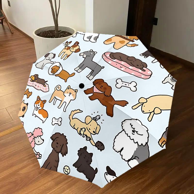 1PC dog pattern Umbrella-8-Rib Reinforced, Automatic Open, Lightweight & Durable, Cute Fashion Accessory for Outdoor, Beach, or Casual Use, Beach Umbr
