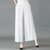 WTEMPO Women's Spring Summer Ice Silk Solid Color Wide Leg Pants Elastic High Waist Thin Mother's Loose Cropped Pants