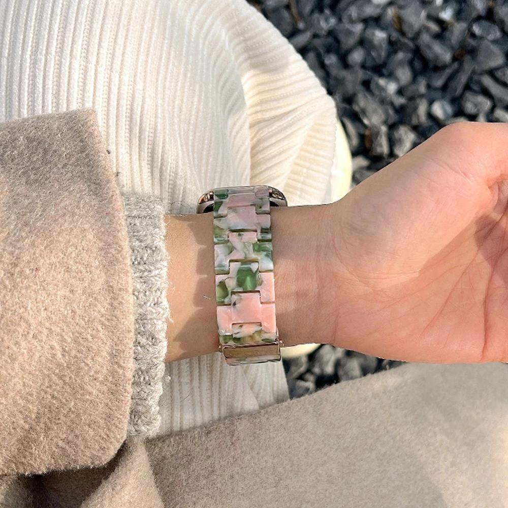 Women Resin Strap for Apple Watch Series 11 10 9 7 8 41mm 45mm 42 46mm Band 6 Se 40 44mm Loop for Iwatch Ultra 3 2 49mm Bracelet