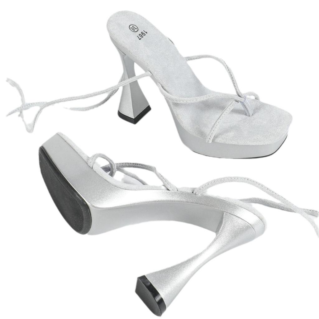 Women's Sexy Platform Sandals 12CM Sexy Car Model Fashion Thick Heel Crystal Square Head Non-slip LFD-1987-Q2