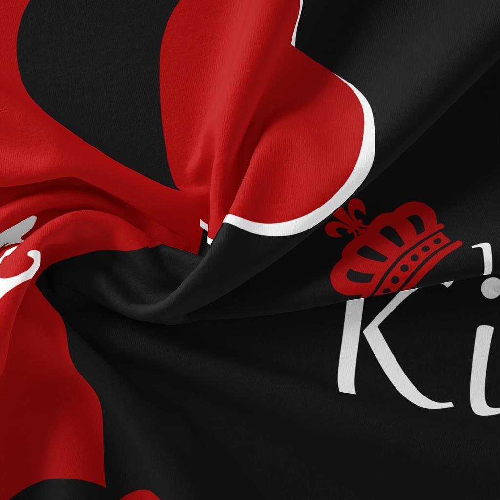 Dark Red And Black Three-Piece Bedding Set with Queen & King Size Featuring Printed English Letters On The Duvet Cover