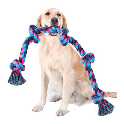 Weihnachts-Hundeseilspielzeug 5 Knoten Robustes Zerrspielzeug Seil Unzerstörbares Hundekaubarkeits-Seilspielzeug für Aggressive Kauer Hunde großer Rassen Zahnreinigung Zerrspiel