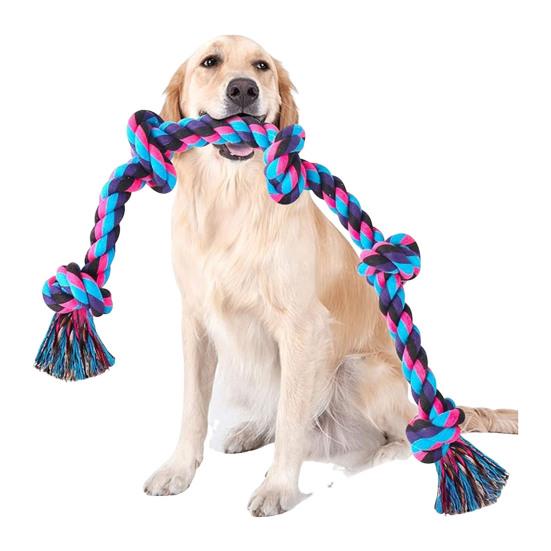 

Christmas Dog Rope Toy 5 Knots Tough Tug Toy Rope Indestructible Dog Chew Rope