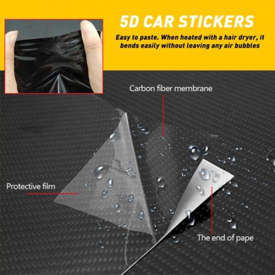 Glossy Carbon Fiber Car Headlight Tail-light Sticker Tint Vinyl Film Decal 150cm