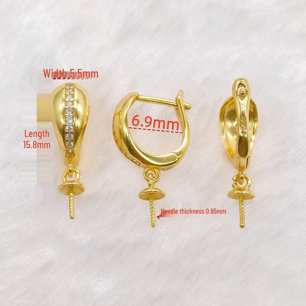 S925 Sterling Silver Hoop Earrings with Pearl Studs and Blank Earring Settings for DIY Handmade Accessories