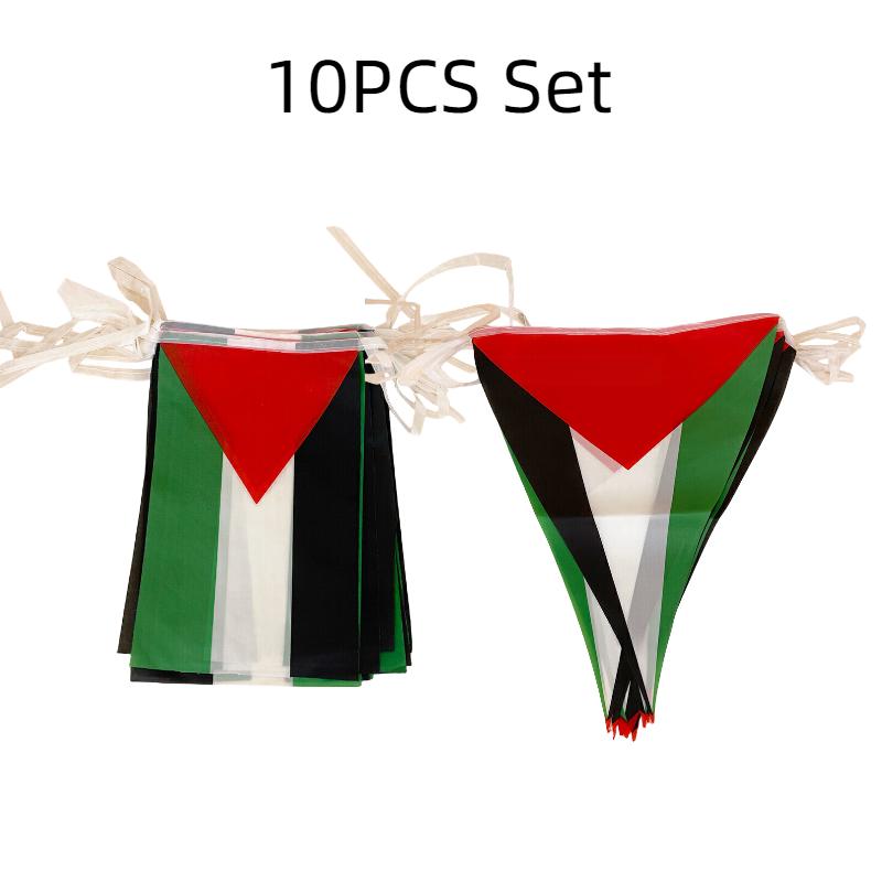 Gaza Palestine 10pcs Polyester Flag Square Triangle Shape Celebrate Festival