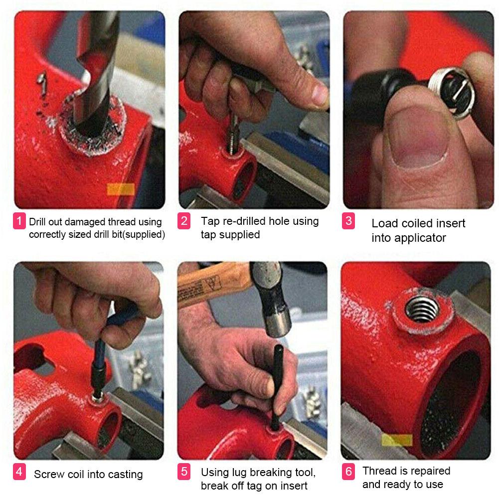 25pcs M8 Thread Repair Kit Thread Tap Drill Bit Damaged Threads Repair Tools