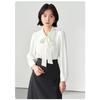 Spring and Autumn White Long Sleeve Chiffon Bow Shirt Women's Professional Formal Inner Top