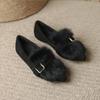 Fleece Thickened Doudou Shoes Flat-soled Outer Wear Single Shoes Pointed Soft Soles Comfortable Warm Fluffy Shoes
