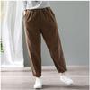 Women's Autumn and Winter Loose Large Size Corduroy Cold-resistant Plus Velvet Thickened Outer Wear All-match Casual Harlan Warm Trousers