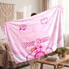 Kirby Personalized Flannel Blanket, Custom Printed Text Name, Warm Soft Blanket For Couch Bed
