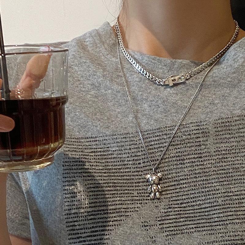 

S925 Серебряный пояс с пряжкой, ожерелье в стиле ретро, ​​нишевая цепочка для свитера, Ins Net, модная цепочка на ключицу для знаменитостей, бутик ювелирных изделий 38cm