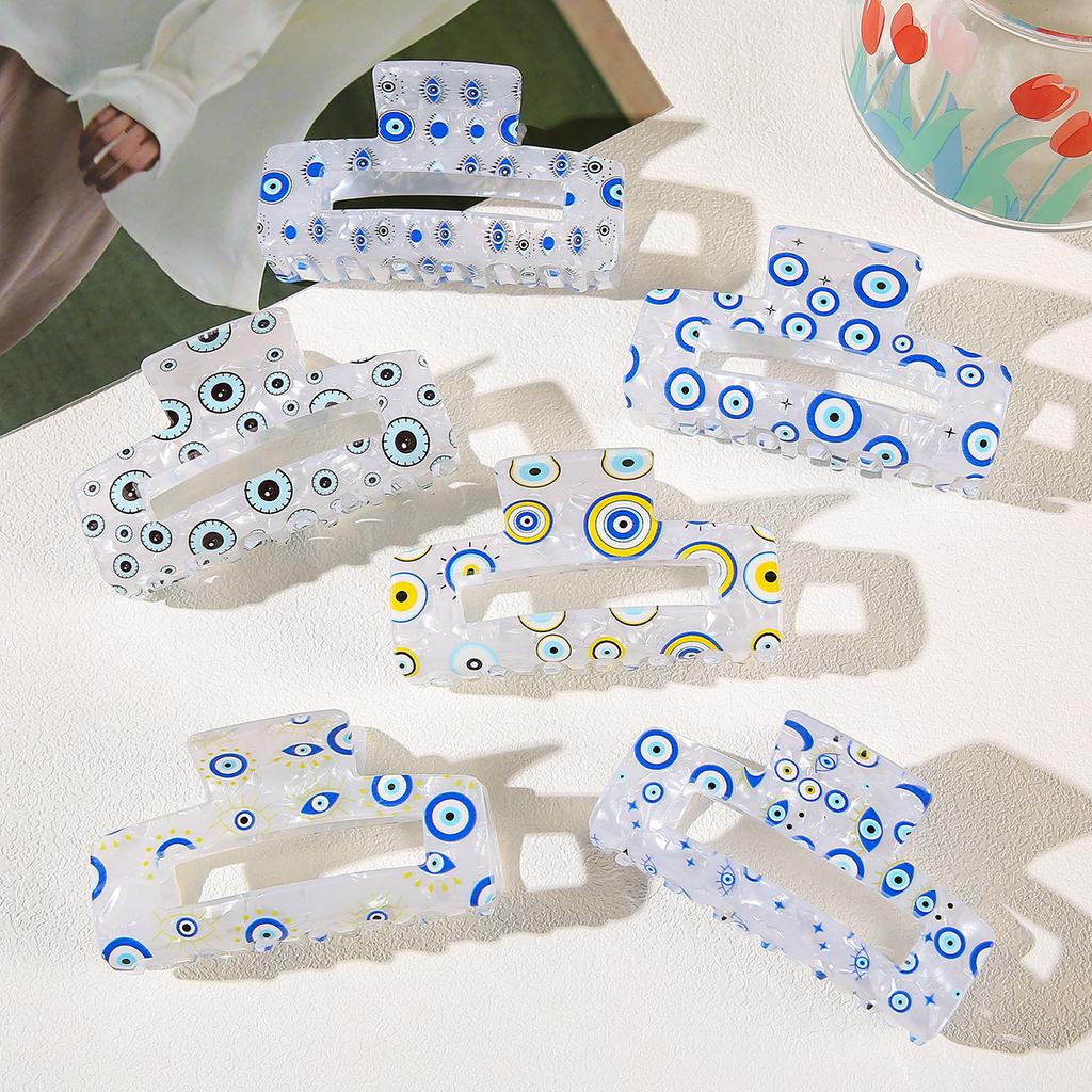 1pc Devil's Eye PVC Hair Clip, Eye Print Clip, Women's Hair Accessory, Ins Style, High-end Feeling, Braided Hair, Shark Clip