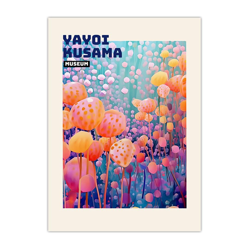 1 pièce Yayoi Kusama Monde Infini Méduse Colorée Algues Affiche Peinture sur Toile Art Mural Japonais Impressions d'Exposition Décoration Intérieure