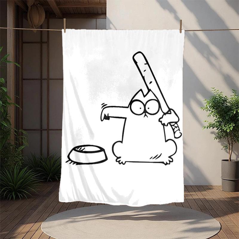 Simon's Cat Flanelldecke Weich Warm Ganzjahresdecke, Design für Camping, Autoreisen, Wandern Sofa, Bett, Büro Perfektes Geschenk für Partys