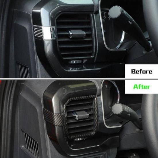 For 21- Ford F150 Carbon Fiber Interior Dash Side Air Outlet Vent Cover Trim