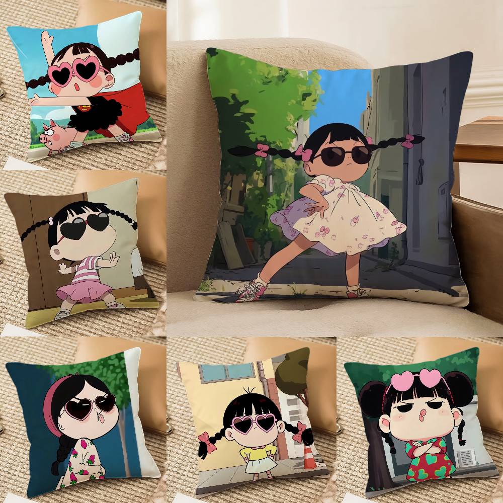 Niedlich Lustig Hübsch Persönlichkeit Mädchen Kissenbezug Bedruckt Gebürstetes Fleece Kissen Babyhaut-Touch Umweltfreundlicher Farbsublimat
