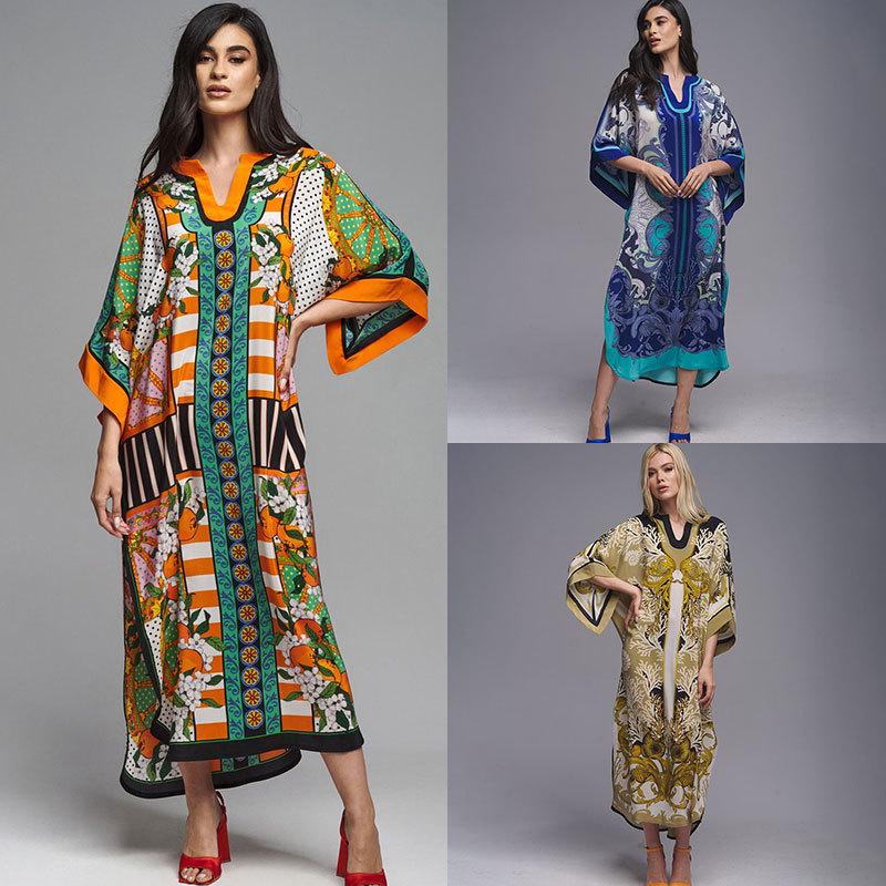 European & American Polyester Beach Cover-Up Dress - Women's Long Sun Protection Shirt for Vacation