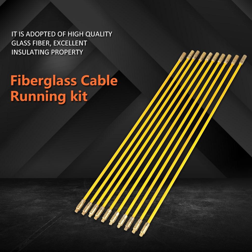 10PCS 4mm Running Wire Fiberglass Fish Tape Professional Tool Pull & Push Kit  Wire Running