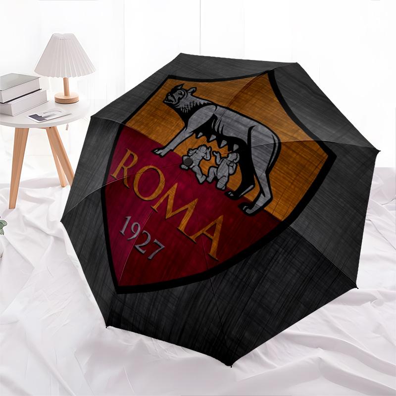 AS Roma  Pattern, Automatic Folding Umbrella, Portable and Foldable Design, 8 Ribs, a Christmas or Birthday Gift.