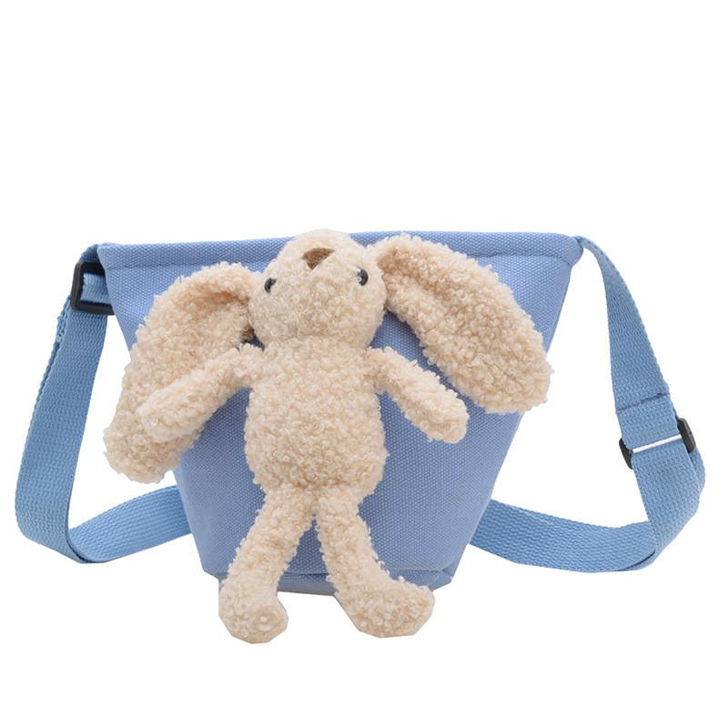 Adorable Korean Style Children's Bear Crossbody Bag Cute Canvas Purse For Girls