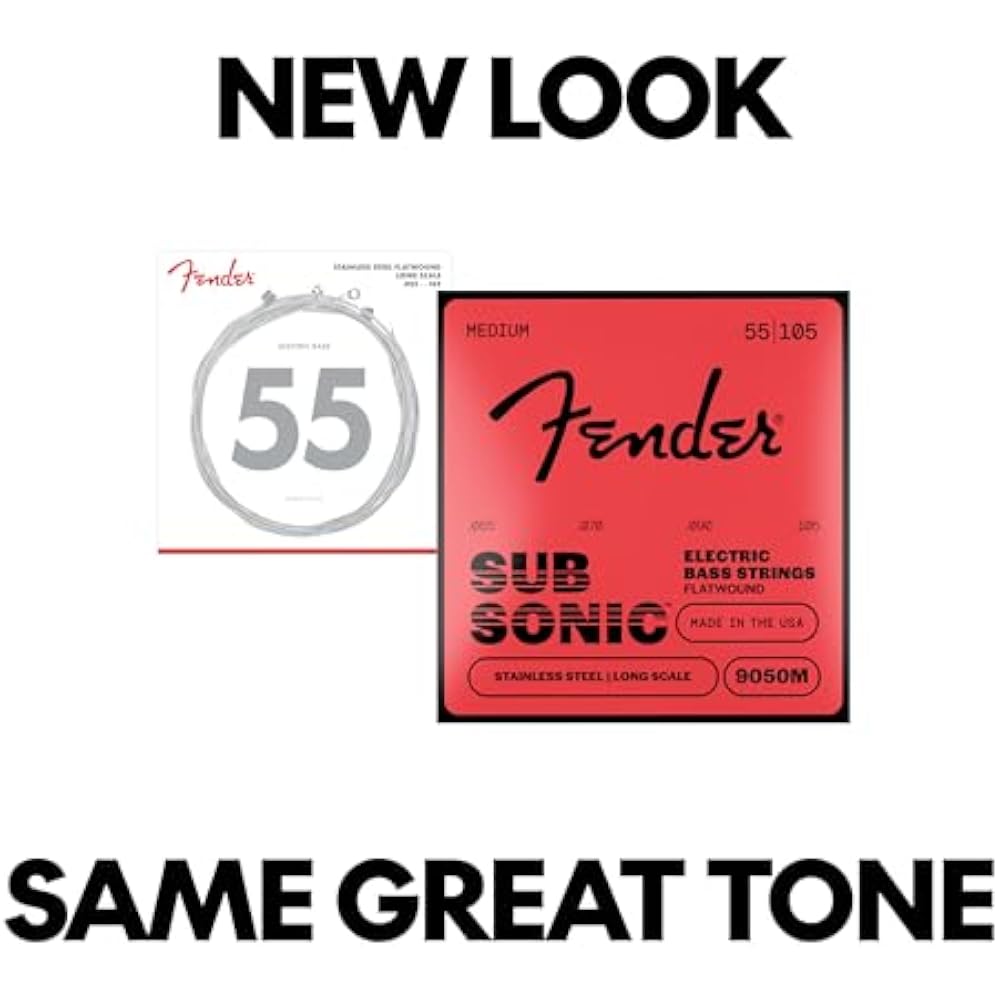 Fender Electric Bass Strings SubSonic™ 9050M Bass Strings, Flatwound Stainless Steel, Longe Scale...