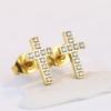 Stylish 6MM Stainless Steel Zircon Cross Earrings