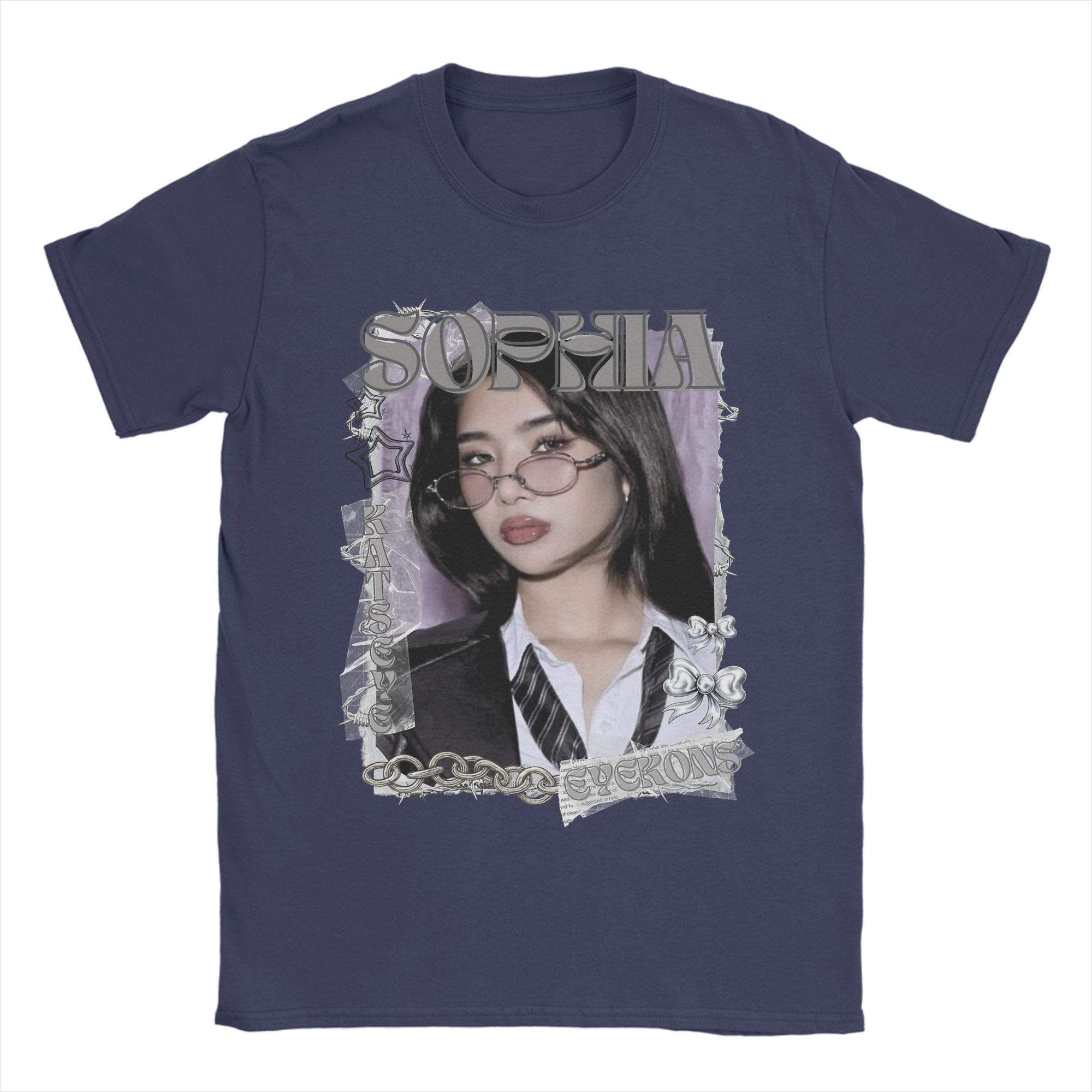 

KATSEYE Sophia Kpop Y2K Group T Shirt Men Cotton Vintage T-Shirts O Neck Tee Shirt Short Sleeve Clothes Plus Size XL