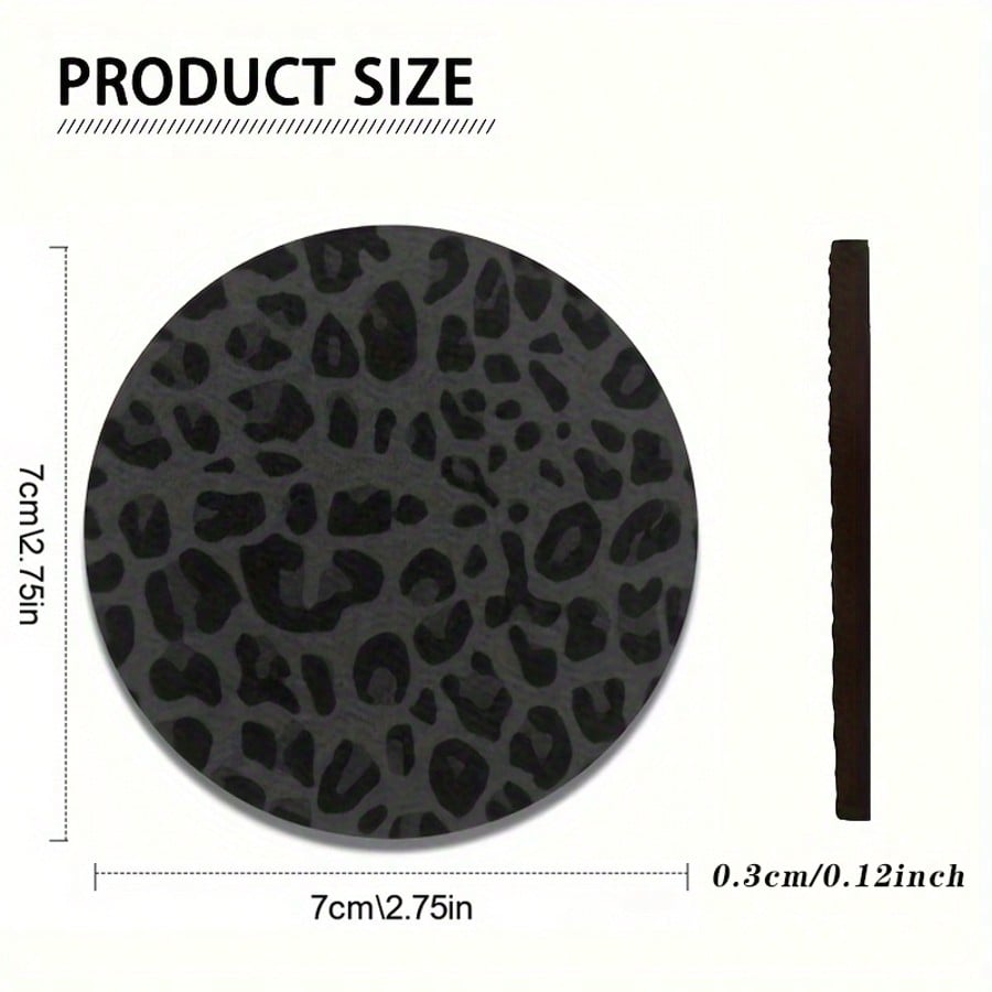 Cow Leopard Print Style 2 Pieces Car Cup Holder Coaster - Anti Slip, 2.8-Inch Made Of Natural Rubber, Washable, Weighing 15 Grams Per Piece