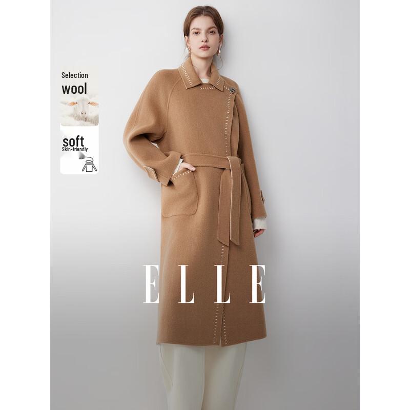 ELLE 100% Merino Wool French Double-Sided Wool Coat L