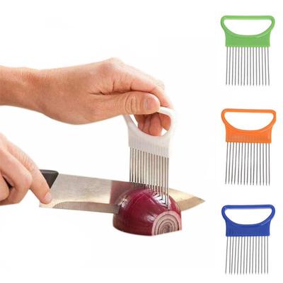 Edelstahl Zwiebelgabel Gemüseschneider Tomatenschneider Metall Fleischnadel Küchenzubehör AVE