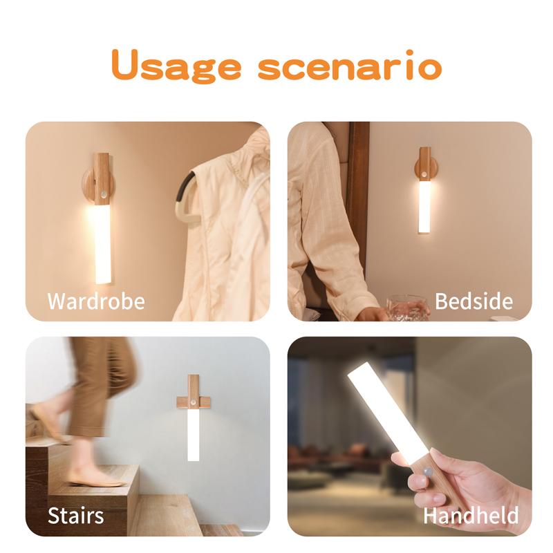 LED Night Light Kitchen Cabinet Closet Lights Home Staircase Bedroom Table Move Lamp Bedside Lighting Magnetic USB Wall Lamp
