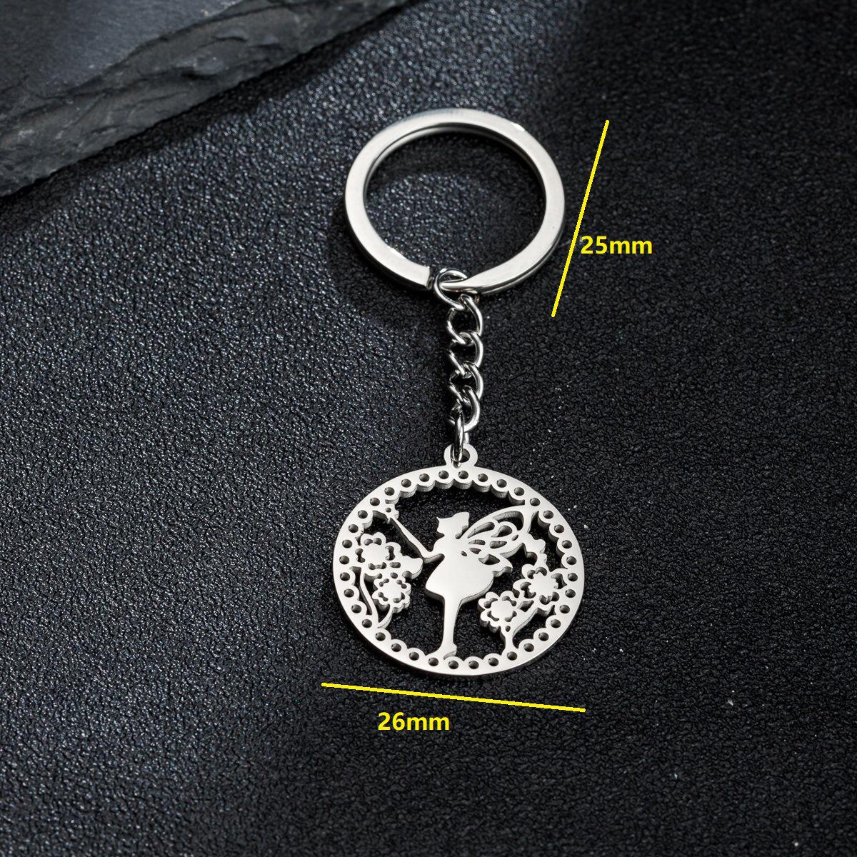 Flower Fairy Magic Elf Cartoon Stainless Steel Keychain Pendant