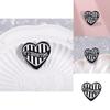 Black Elegant And White Heart Brooch In Enamel Finish With Cartoon Character Style For Eye Catching Outfit