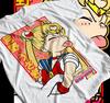 Sailor Moon Usagi Tsukino Lustiges Gesicht Retro Anime Grafik Unisex Lässig Weiß Streetwear T-Shirt