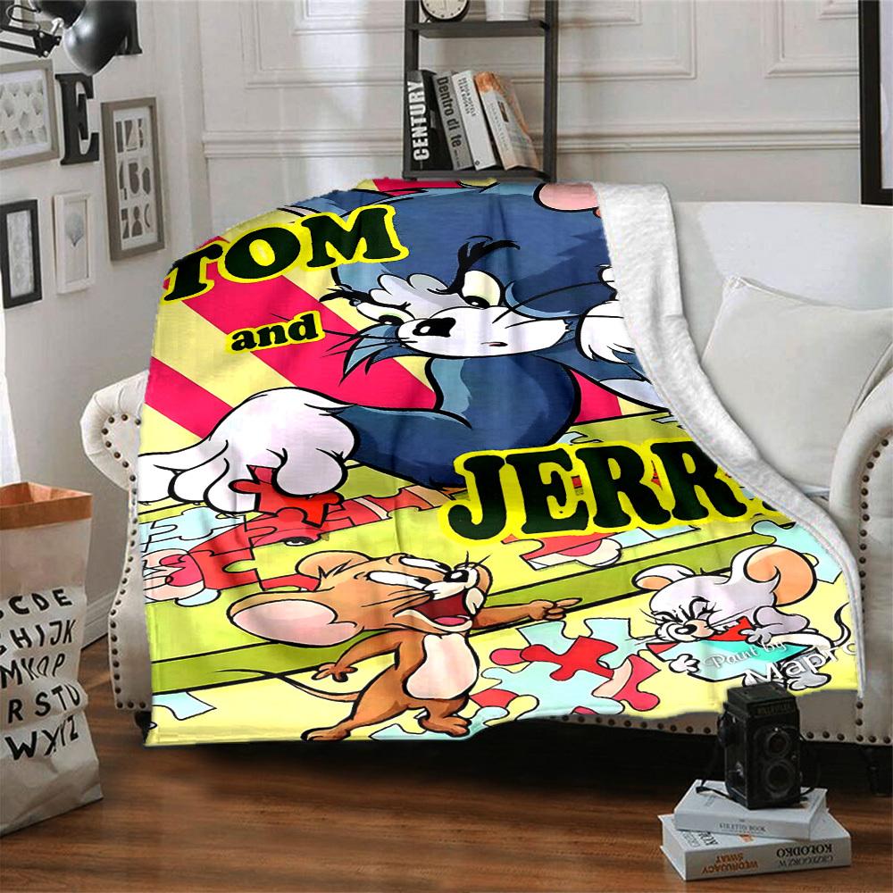 1pc Tom Jerry Flannel Blanket Soft Warm Throw for Home, Office, Travel, All-Season Cozy Bedding GiftL1195