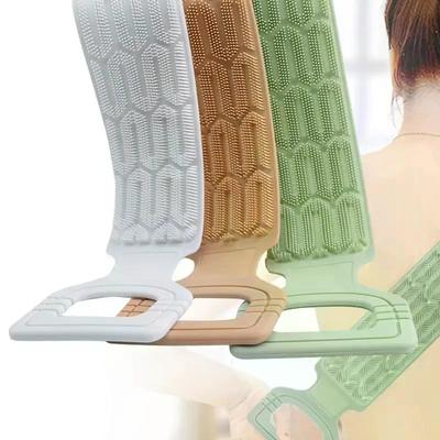 Silicone Back Scrubber Towel With Rope Handles - Exfoliating Bath Tool For Deep Clean, Textured Surface For Easy Reach
