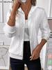 Fashion Women Zip Hoodie Jacket Long Sleeve Knit Sweatshirt Autumn Winter Casual Pullover Solid Color Loose Elegant Basic Shirt