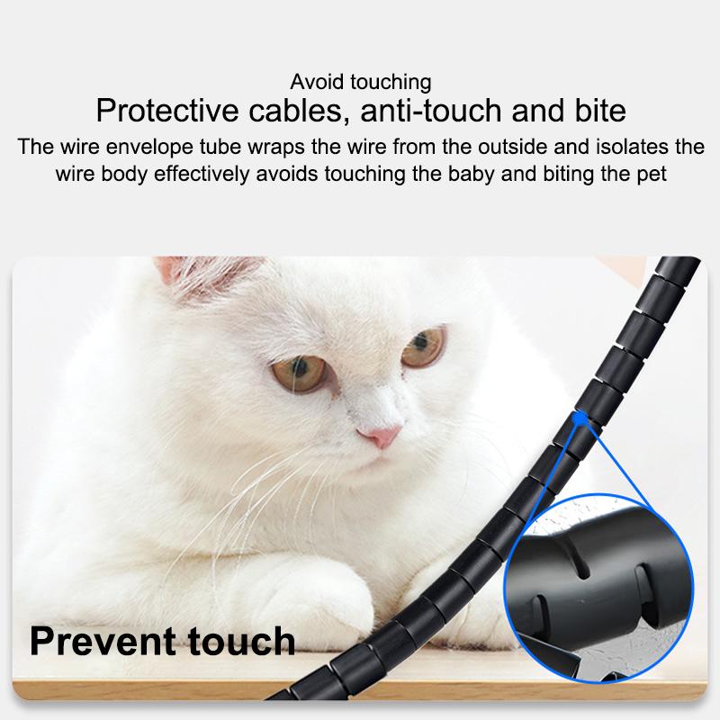 2m Cable Organizer Flexible Spiral Cable Wire Protector Computer Cord Protective Tube Clip Organizer Management Tools 16/10mm