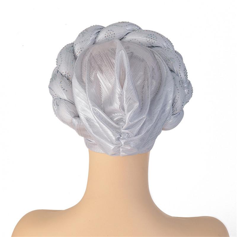 Glitter Rhinestone Braids African Headtie Women Turban Cap Head Wraps